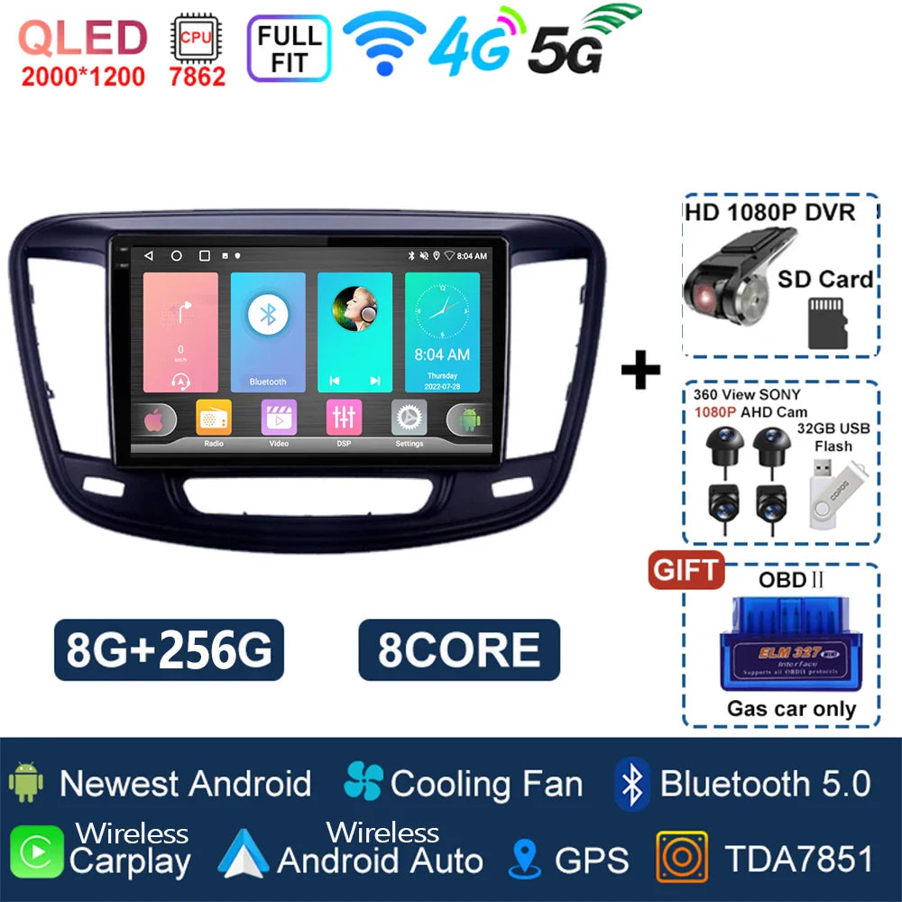 For Chrysler 200 200C 2015 - 2019 Android 14 Radio Video Player Car Autoradio Multimedia Screen Stereo Carplay Navigation