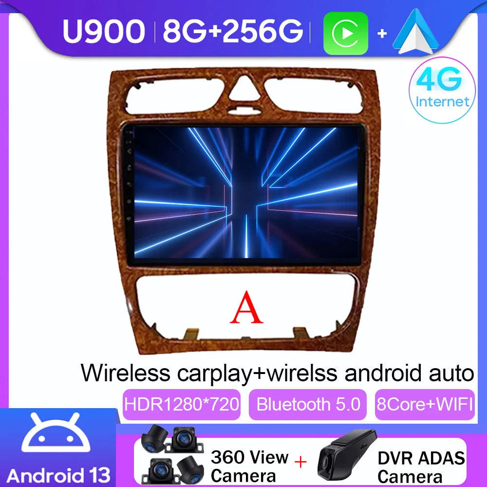 Android 14 wifi+4G Carplay BT Car Radio For Benz W203 W209 C180 C200 C220 C230 2004-2011 Navigation GPS Video Player Multimedia