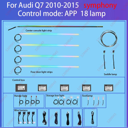 30 Colors Ambient light for audi Q6 2023-2024 Q7 2006-2019 Q8 2019-2024 Interior Atmosphere Light Original car MMI knob control