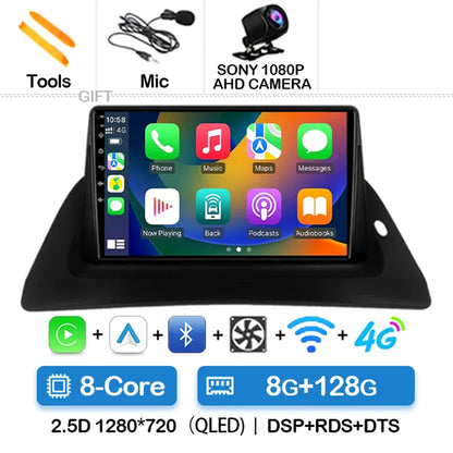 Android 14 Wireless Carplay Auto For Renault Kangoo 2 2009 - 2018 Car Radio Multimedia Stereo Video Player QLED GPS NAVI 4G WIFI