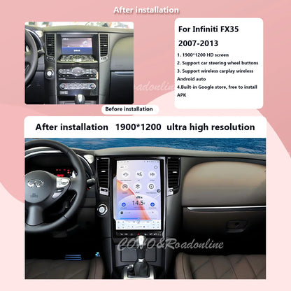 Android audio For Infiniti FX35 2009-2013 Android 13 tesla style Octa Core 8+256G Car Multimedia Player Stereo Radio