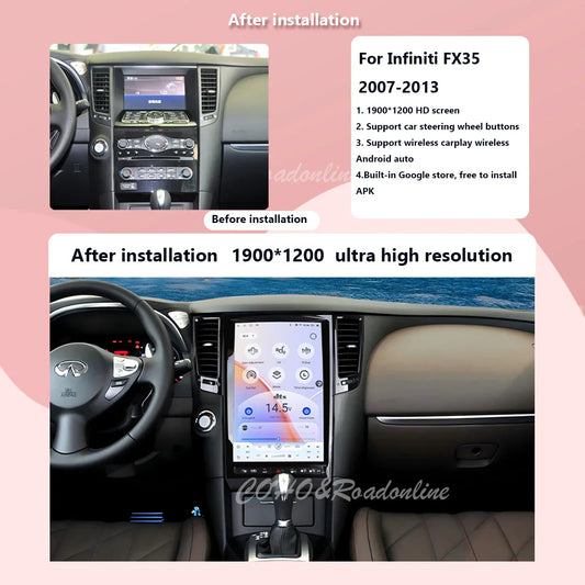 Android audio For Infiniti FX35 2009-2013 Android 13 tesla style Octa Core 8+256G Car Multimedia Player Stereo Radio