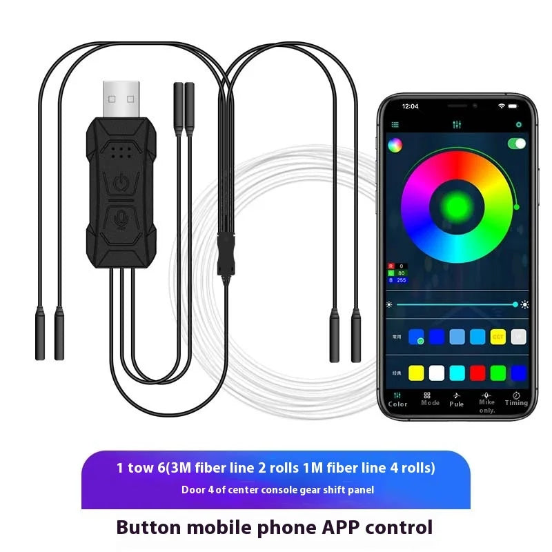 For Honda BREEZE Car Interior Mood Ambient Light RGB 64-Color LED Smart Remote Control Atmosphere Lamp Energy Saving Kit