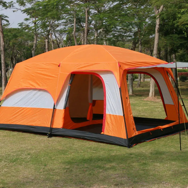 3 Sizes Tent Two-bedroom 1 Living Room Large Family Camping Tent 5-8-12 Person Leisure Camp Tent Rainproof Outdoor Indoor Hourse