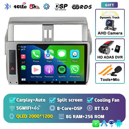 Android 14 For Toyota Land Cruiser Prado 150 2013 - 2017 2K QLED Android Car Radio Multimedia Video Player GPS Stereo CarPlay 4G