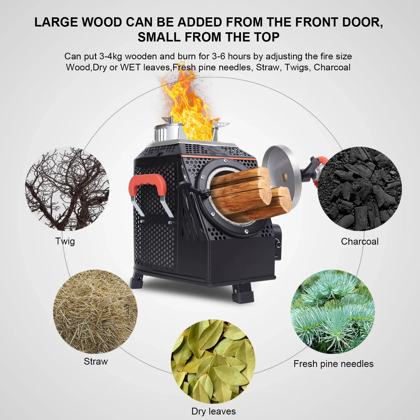Wood Burning Camping Stove, Smoke-Free Outdoor camp Cooking Stove, Ideal for Motorhomes, Heating Solutions, Garden Parties, and