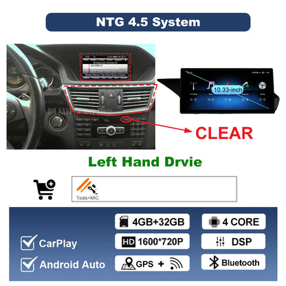 Wireless Carplay Android 14 for Mercedes Benz E Class W212 2009 - 2015 Car Radio Player Video DSP Stereo Touch Screen 4G WiFi BT