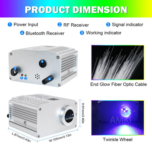 DC12V Car Roof Star Light 10W RGBW Twinkle Car Led Interior Lights Starry Sky Ceiling Bluetooth APP Control Led Fiber Optic lamp