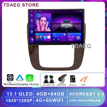 13INCH Android 14 For GMC Yukon Chevrolet Tahoe Suburban 2008 - 2012 Multimedia Video Player 4G WIFI Navigation GPS Carplay auto