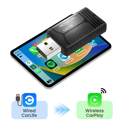 2025 New HEYINCAR CarLife to Wireless CarPlay Adapter For Hyundai Kia Toyota Honda BAIC FAW GAC  Yandex Maps Navigation spotify