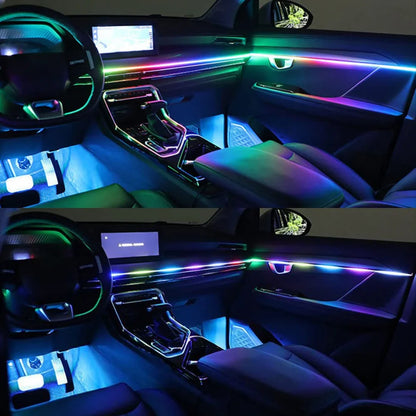 Universal Acrylic Neon LED Car Interior Ambient Lights APP Strip Light Guide Fiber Optic RGB Auto Decoration Atmosphere Lamp