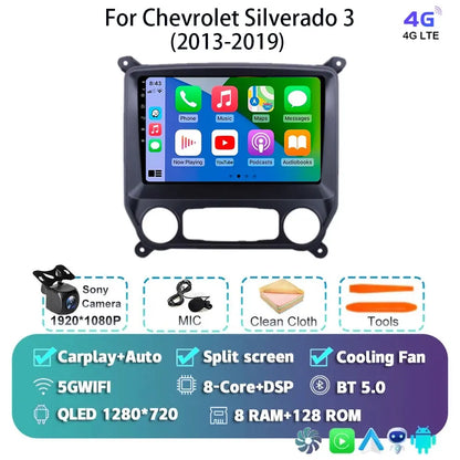 Android 14 Carplay Auto Car Radio Multimedia For Chevrolet Silverado 3 GMTK2 2014 2015 2016 2017 2018 Autoradio Stereo Head Unit