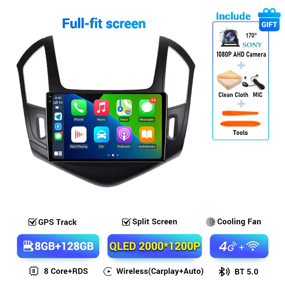 9" Android 15 Car Radio Video Player For Chevrolet Cruze J300 J308 2012 2013 2014 2015 GPS DSP Serero Auto Carplay 8G 1256G