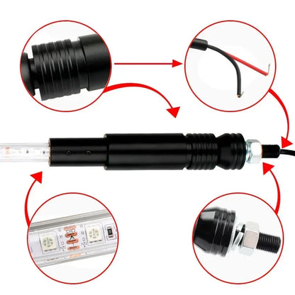 1pc 2/3/4FT RGB Flagpole Light Adjustable ATV Off-road Brake Light With Remote Control LED Beach Flag Ambient Decorative Lights