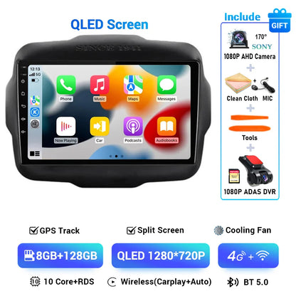 Android 15 Carplay Auto 4G DSP Car Radio Video Multimedia Player For Jeep Renegade 2016 2017 2018 2019 2020 Autoradio GPS Stereo