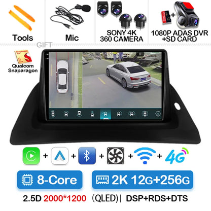 Android 14 Wireless Carplay Auto For Renault Kangoo 2 2009 - 2018 Car Radio Multimedia Stereo Video Player QLED GPS NAVI 4G WIFI