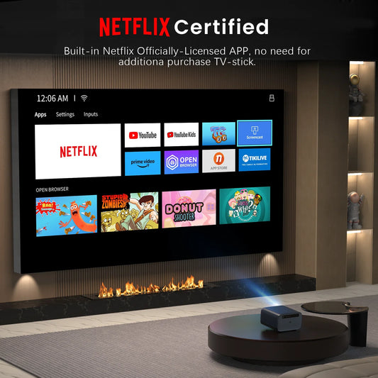 2025 4K UHD Projector Android Smart WiFi BT5.0 32G Native1080P Full HD JBL Dolby Audio Home Theater Movie Projector for Netflix