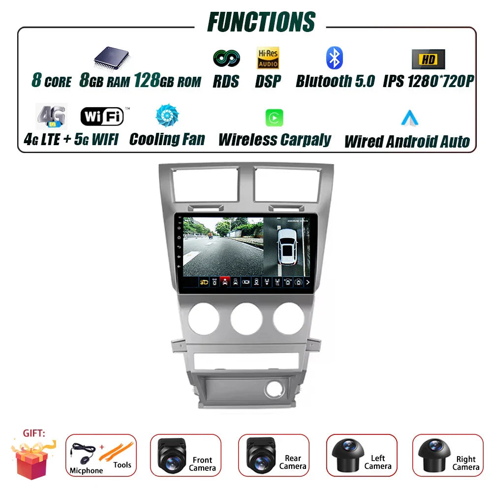 Car Radio Carplay For Dodge Avenger JS 2007 - 2010 For Dodge Nitro 2006 - 2011 Navigation GPS Android Auto Multimedia Player BT