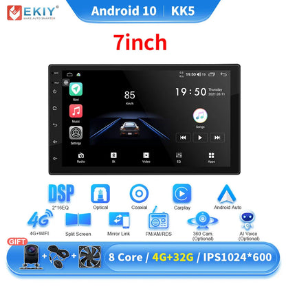 EKIY KK5 2 Din Android 7 9 10 in Car Multimedia Video Player Universal Stereo Radio GPS For Volkswagen Nissan Hyundai Kia Toyota