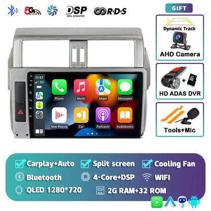 Android 14 For Toyota Land Cruiser Prado 150 2013 - 2017 2K QLED Android Car Radio Multimedia Video Player GPS Stereo CarPlay 4G