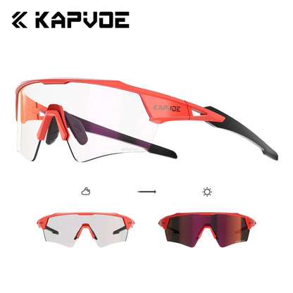 Kapvoe New Photochromic Cycling Sunglasses Men Women MTB Glasses UV400 Bicycle Eyewear Outdoor Sports Running Road Bike Goggles
