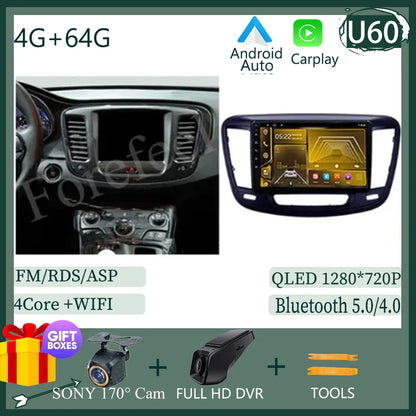 Auto Stereo Android 14 For Chrysler 200 200C 200S 2015 - 2019 Car Radio Navigation GPS Touch QLED Screen DVD Video Player DSP BT