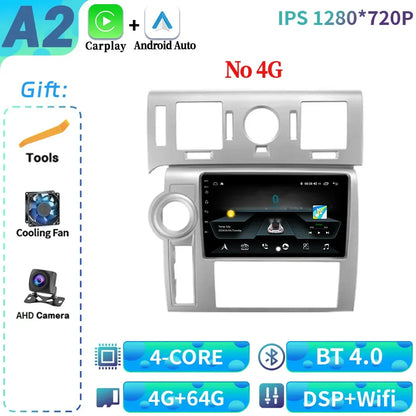 For Hummer H2 E85 2007-2009 Android 14 Car Radio Multimedia 4G GPS Navigation Wireless Bluetooth CarPlay Touch Screen Stereo