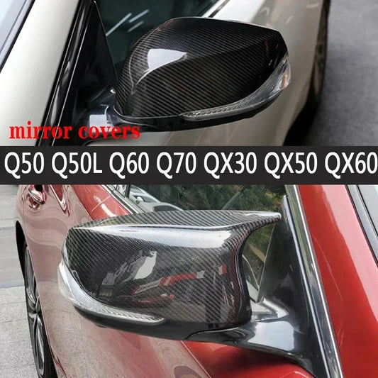 For Infiniti Q50 Q60 Q70 QX30 QX50 QX60 Shells Rearview Cap Carbon fiber rear view mirror case cover Car Accessories body kit