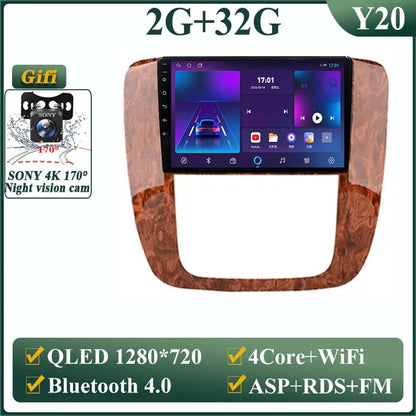 Android 14 Car For GMC Yukon Chevrolet Tahoe Suburban 2008-2012 GPS Navigation Multimedia Player Stereo Head Unit QLED Screen