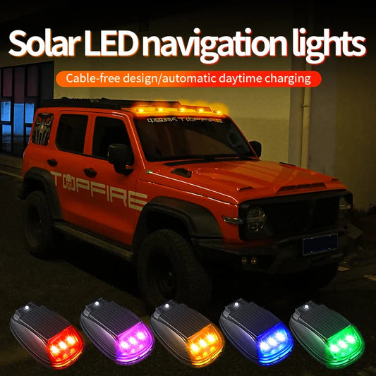 4x Solar Wireless No Drill Cab Lights for Truck Roof, Solar-Powered Truck Cab Lights with Auto Sensor Luces para Techo de Carro