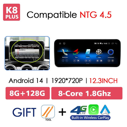 Android 14 Car Multimedia Player For Mercedes Benz W176 C117 X156 W463 2012-2018 GPS Touch Screen Navi Video Stereo WIFI Carplay