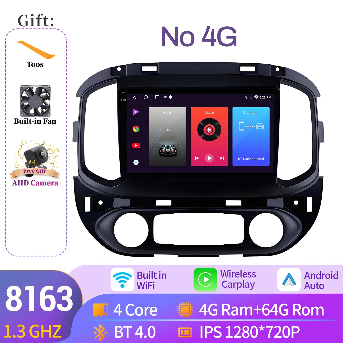 For Chevrolet Colorado-GMC Canyon 2015-2017 Car Radio Wireless BT Carplay Navigation Android 14 7862S 8G 256G 2K QLED Screen