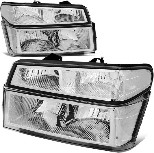 Headlights Assembly Compatible with 2004-2012 Chevy Colorado GMC Canyon, 2006 Isuzu i-290 i-370 2007-2008 i-280 i-350, 4Pcs Halo