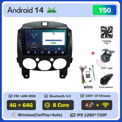 Android 14 Car For MAZDA 2 Mazda2 2007 2008 2009 2010 2011 2012 2013 2014 GPS Navi No 2 din Autoradio Car Android Radio Screen