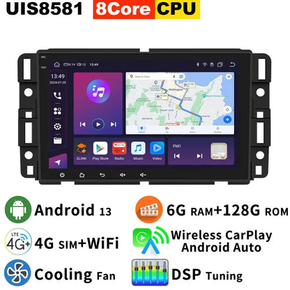 Android 13 Qualcomm 665 8G+256G Car GPS Radio For GMC Sierra Yukon Chevrolet Avalanche Silverado Buick Enclave CarPlay Audio DSP