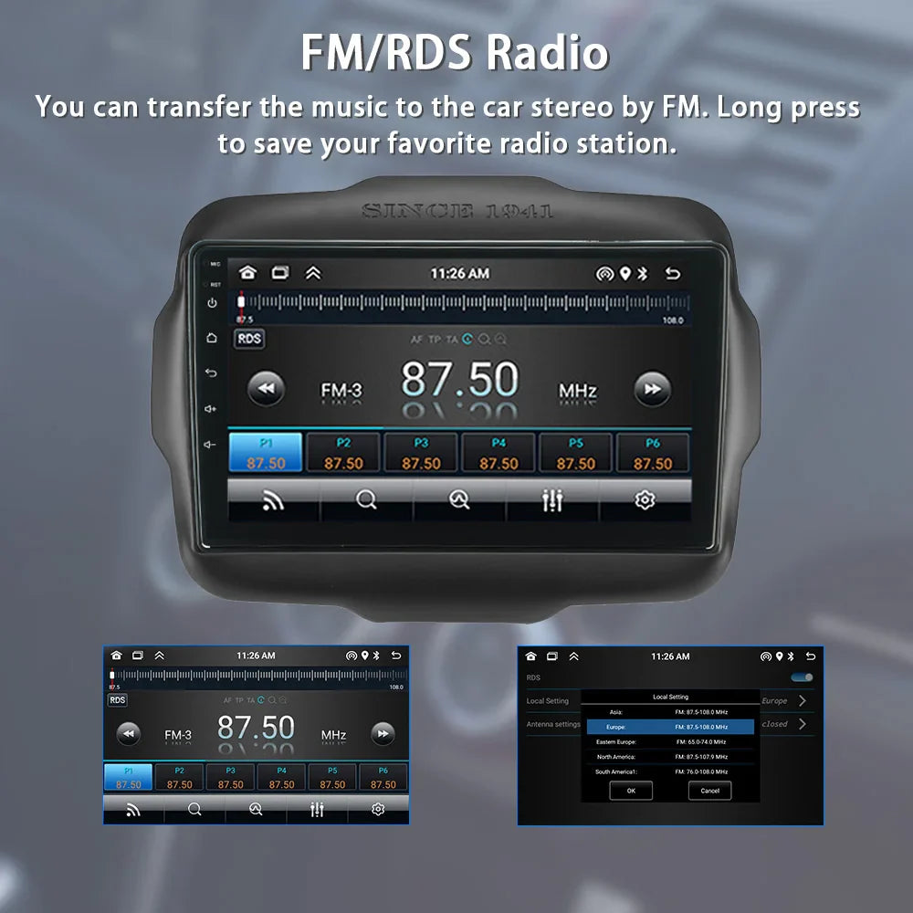 [MTIJIEY] 6+128G Car Radio for Jeep Renegade 2015-2020 Android Auto Carplay GPS Stereo Multimedia Player Wifi BT FM/ RDS DSP SWC