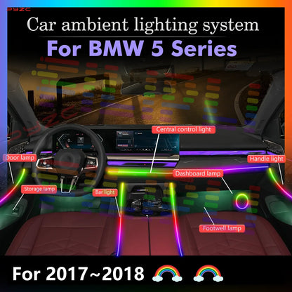 For BMW 6 Series Car Interior Ambient Lights RGB 64-Color LED Smart Remote Control Energy Saving Lamp Kit