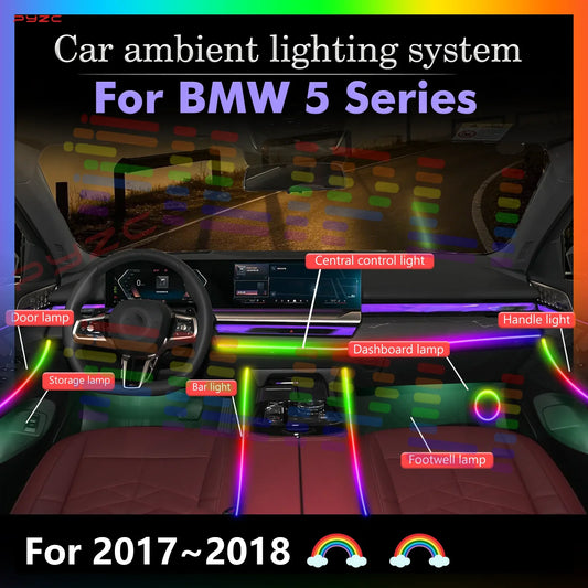 For BMW 6 Series Car Interior Ambient Lights RGB 64-Color LED Smart Remote Control Energy Saving Lamp Kit