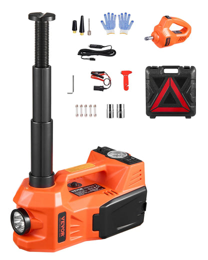 VEVOR Electric Car Jack, 5T Electric Scissor Jack with Built-In Inflator 12V Tire Changer with  LED Light for Sedan, SUV, Truck