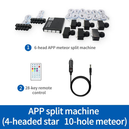 12V Car Starry Sky Roof Fiber Optic Branch Machine Meteor App Bluetooth Colorful Flashing Ceiling Modified Light Source Skylight Car Atmosphere Starry Sky Light
