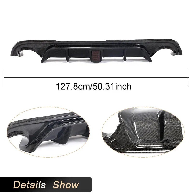 Real Carbon Fiber Car Racing Rear Bumper Diffuser Lip Spoiler For Infiniti Q50 2014-2017 Rear Diffuser Lip Apron with Light