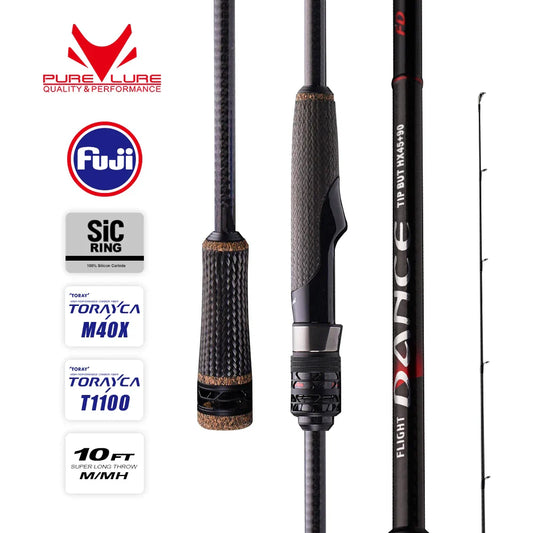 PURELURE NEW DANCE 10FT Spinning Rod For Bass High Carbon Long Throwing Fishing Rod In FUJI Accessories, Plus Spinning Reel