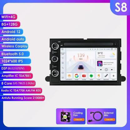 2Din AI Carplay Android Car Radio For Ford F150 F250 F350 Escape Explorer Edge E150 Mustang GPS Multimedia Player Octa Core 7862