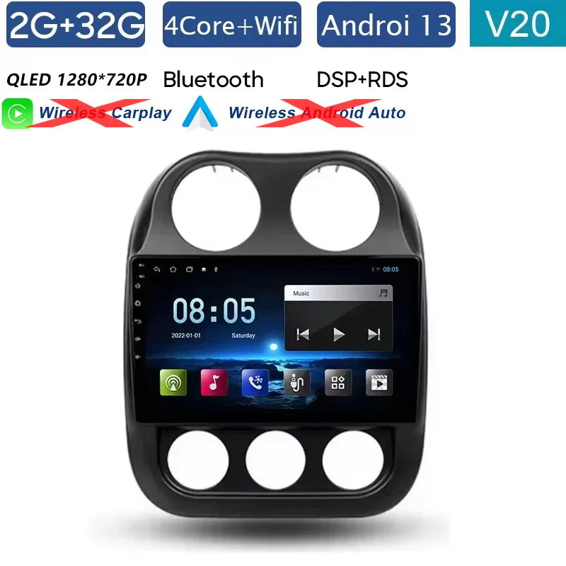 Car Android 14 For Jeep Compass Patriot 2010 - 2017 Auto Radio Multimedia Player Autoradio Stereo GPS Navigation Carplay No 2din