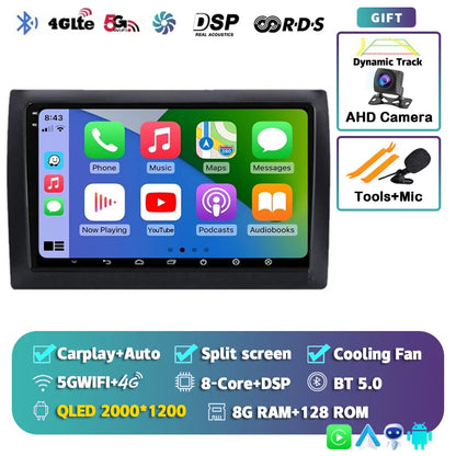 Android 14 For Fiat Stilo 2001 - 2010 2K QLED Android Car Radio Multimedia Video Player GPS AI Voice CarPlay 4G Stereo Head Unit