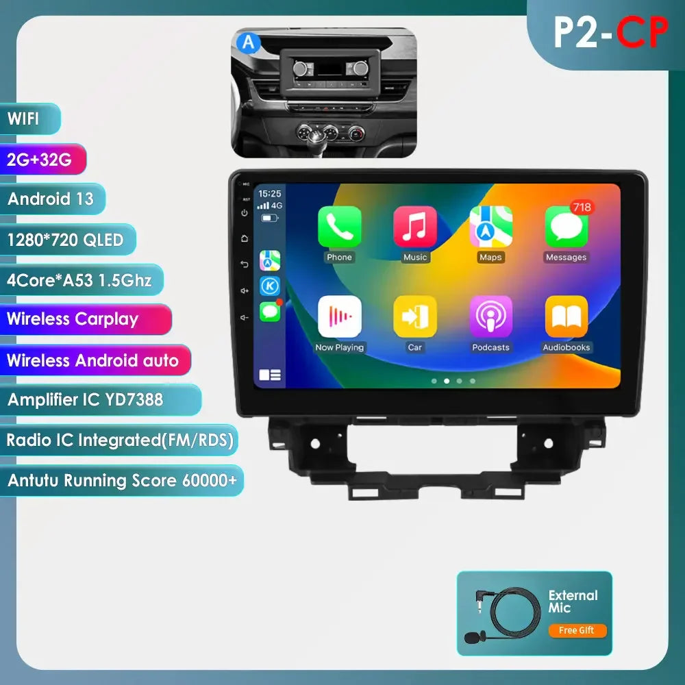 Hizpo Car Intelligent Systems Carplay Android Car Radio for Renault Kangoo 2019-2025 Multimedia Video Player WIFI 7862 Autoradio