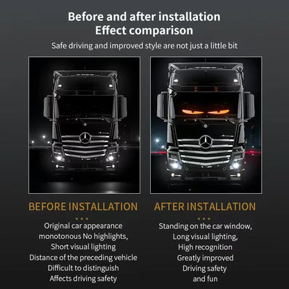 2 in 1 Truck Car Devil Eye LED Pixel Panel Light Remote Control Soft Foldable Lighting Scrolling For Board Windshield 12V 24V