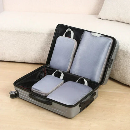 4Pcs Travel Compression Packing Cubes Bag Portable Suitcase Cloth Organizers Waterproof Luggage Storage Cases Drawer makeup bag