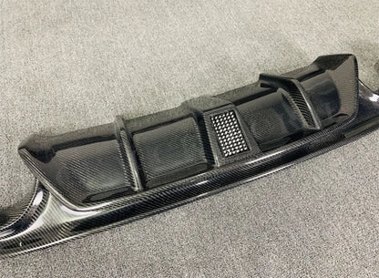 for Infiniti Q50 Q50S 2014-2017 Carbon Fiber Rear Bumper Diffuser Lip Spoiler Rear Diffuser with Brake Light