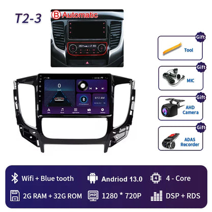 2 Din Android 13 Auto Car Radio Multimedia Video Player Stereo For Mitsubishi L200 5 2015-2019 GPS Navigation Carplay Screen DVD
